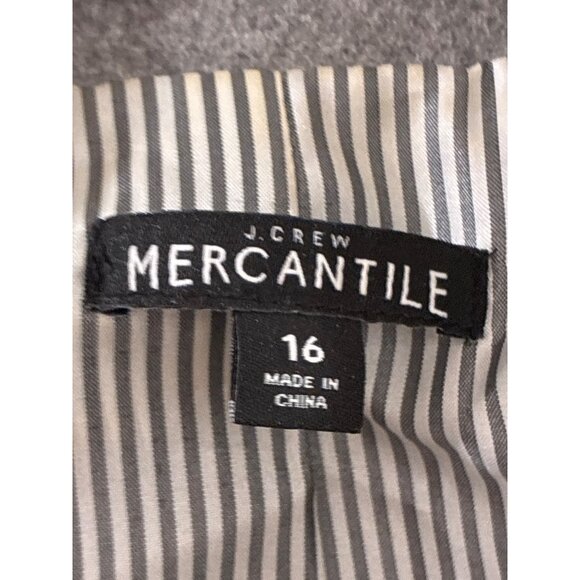 J Crew Mercantile Blazer womens Size 16 Gray Wool Blend Jacket Gold Crest Button - Picture 5 of 9